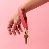 Flamingo Pink Pebbled Leather Wristlet
