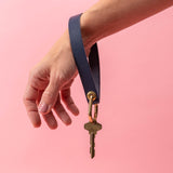 Midnight Blue Pebbled Leather Wristlet