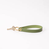 Moss Green Pebbled Leather Wristlet