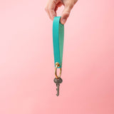 Tropical Teal Pebbled Leather Wristlet