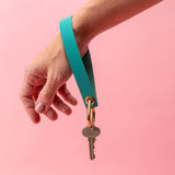 Tropical Teal Pebbled Leather Wristlet