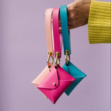 Fuchsia Matte Vachetta Leather Wristlet Wallet Set