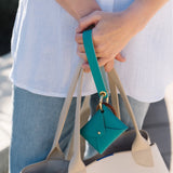 Tropical Teal Saffiano Leather Wristlet