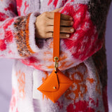 Clementine Orange Pebbled Leather Wristlet Wallet Set