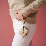 Cobblestone Beige Pebbled Leather Wristlet Wallet Set