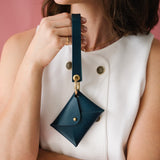 Ocean Blue Veg Tan Leather Wristlet Wallet Set
